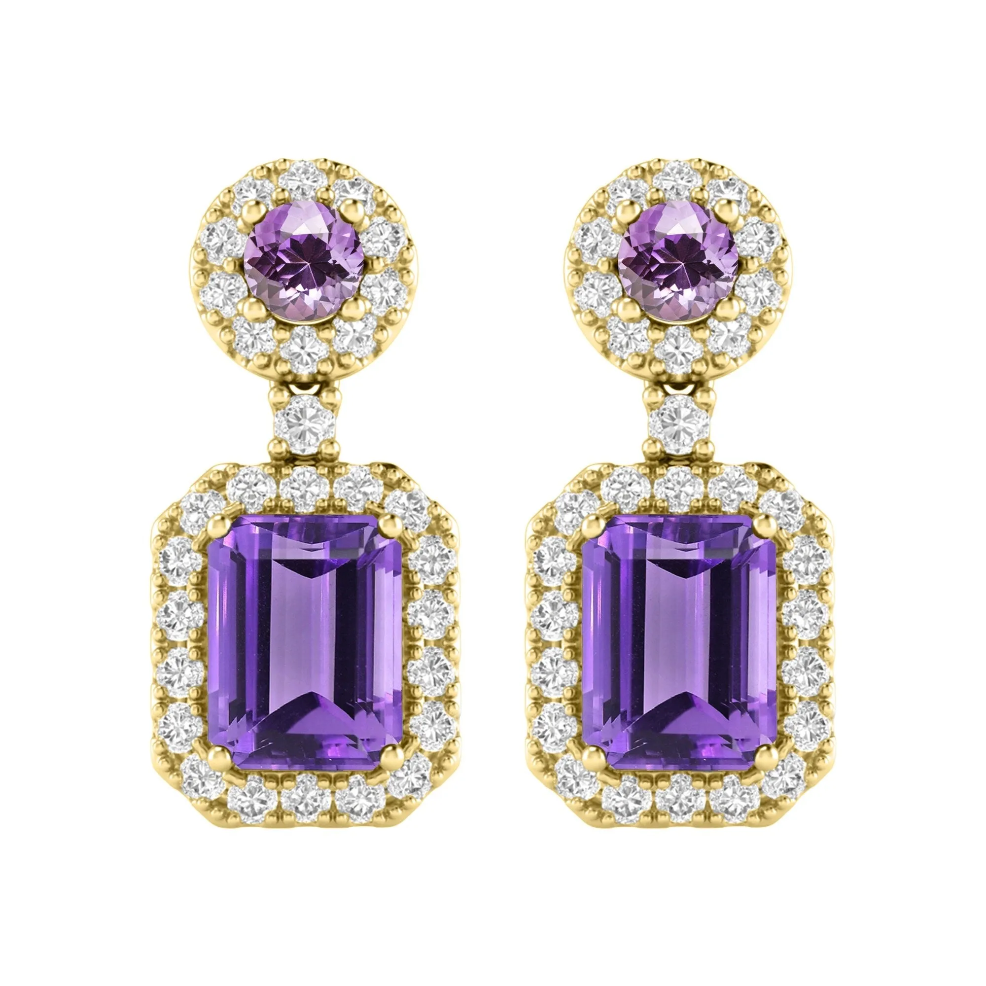 V3 Jewelry Gold Over Sterling Silver Natural Amethyst and White Topaz Dangle Earrings sold by Zulily
