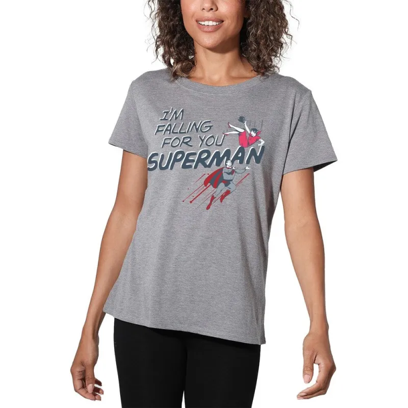 Superman Valentine's Day Falling For You Women's Loose T Shirt, Athletic Heather sold by Zulily