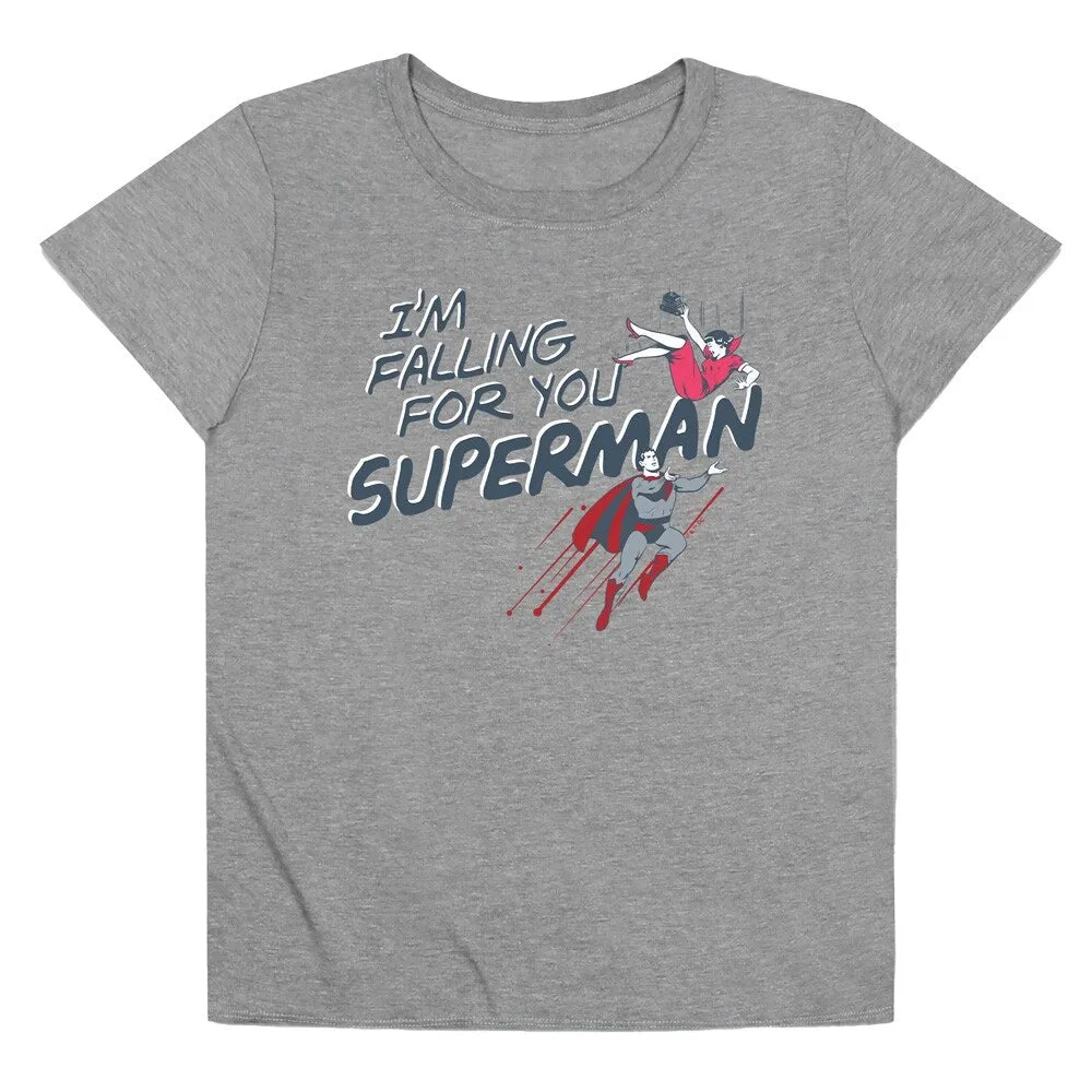Superman Valentine's Day Falling For You Women's Loose T Shirt, Athletic Heather sold by Zulily product image thumbnail 5