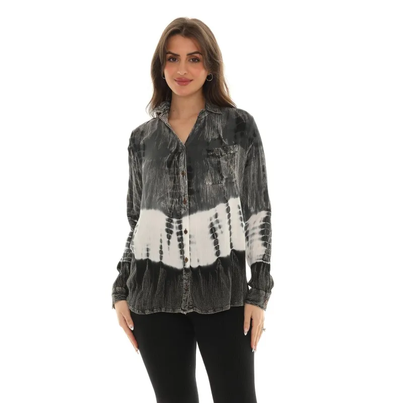 Tie-Dye Button-Down Women's Shirt - Sizes S to XL & Plus sold by Zulily