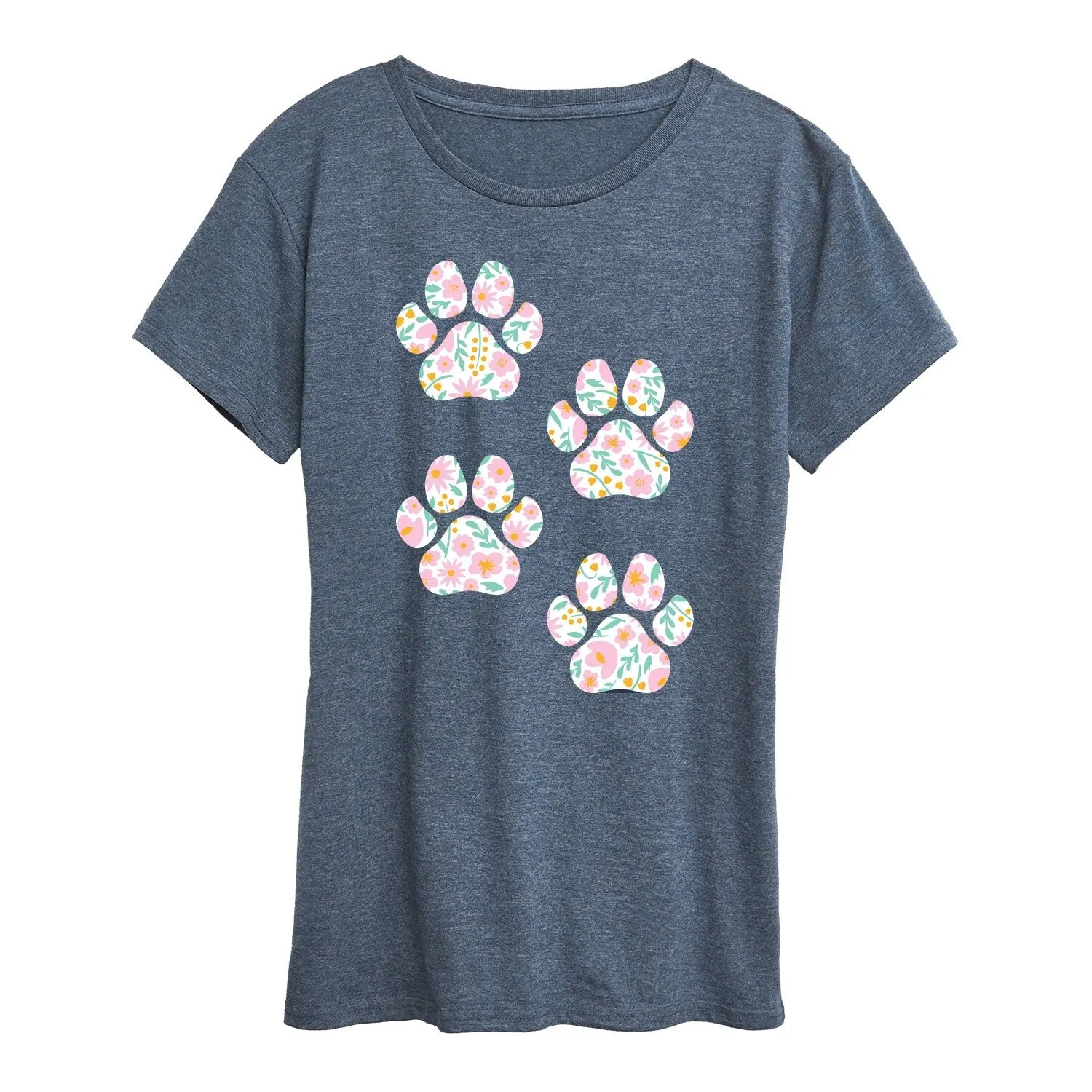 Women's Floral Dog Paw Prints Short Sleeve Tee sold by Zulily