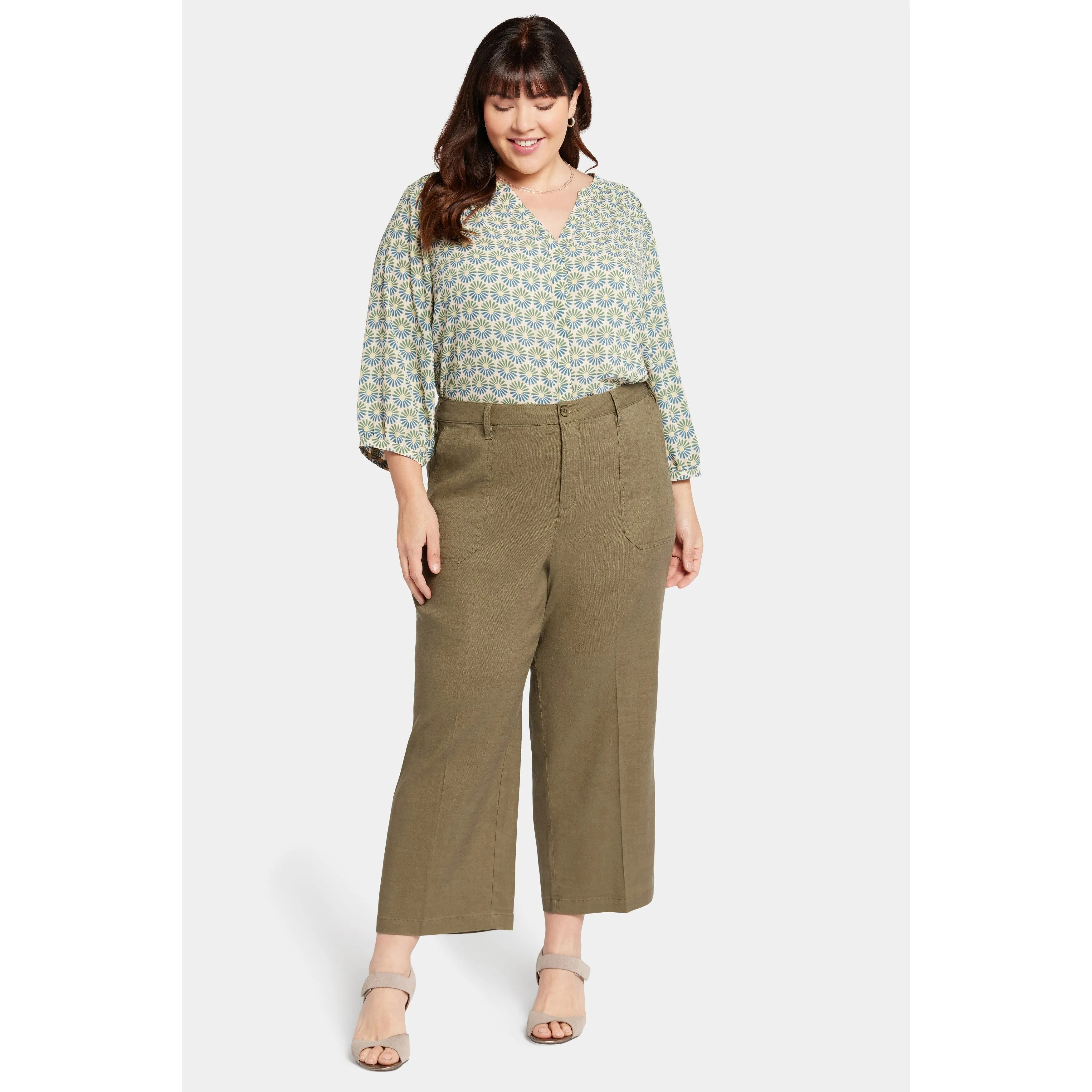 Ladies Plus-Wide Leg Cropped Cargo sold by Zulily