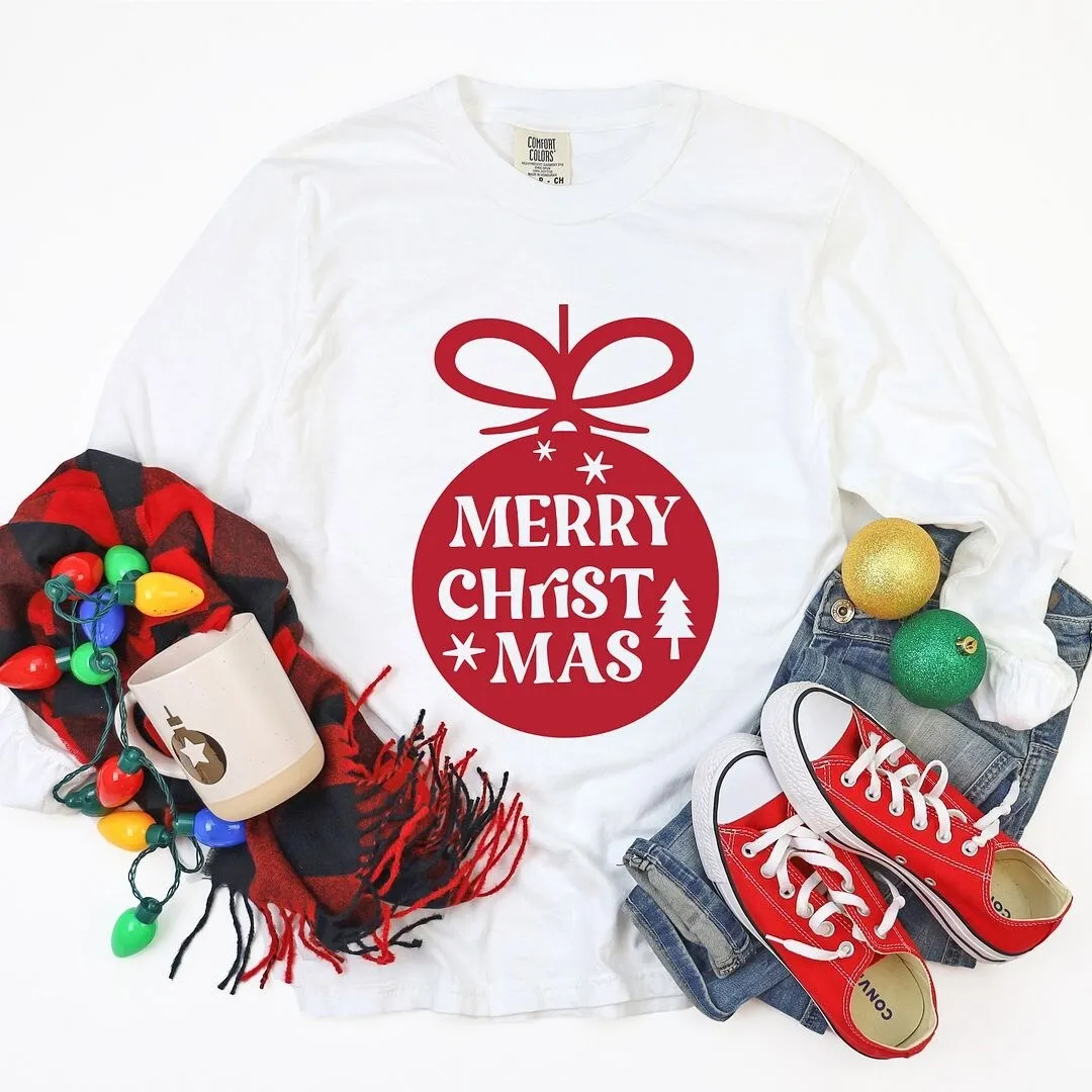 Merry Christmas Ornament Garment Dyed Long Sleeve sold by Zulily