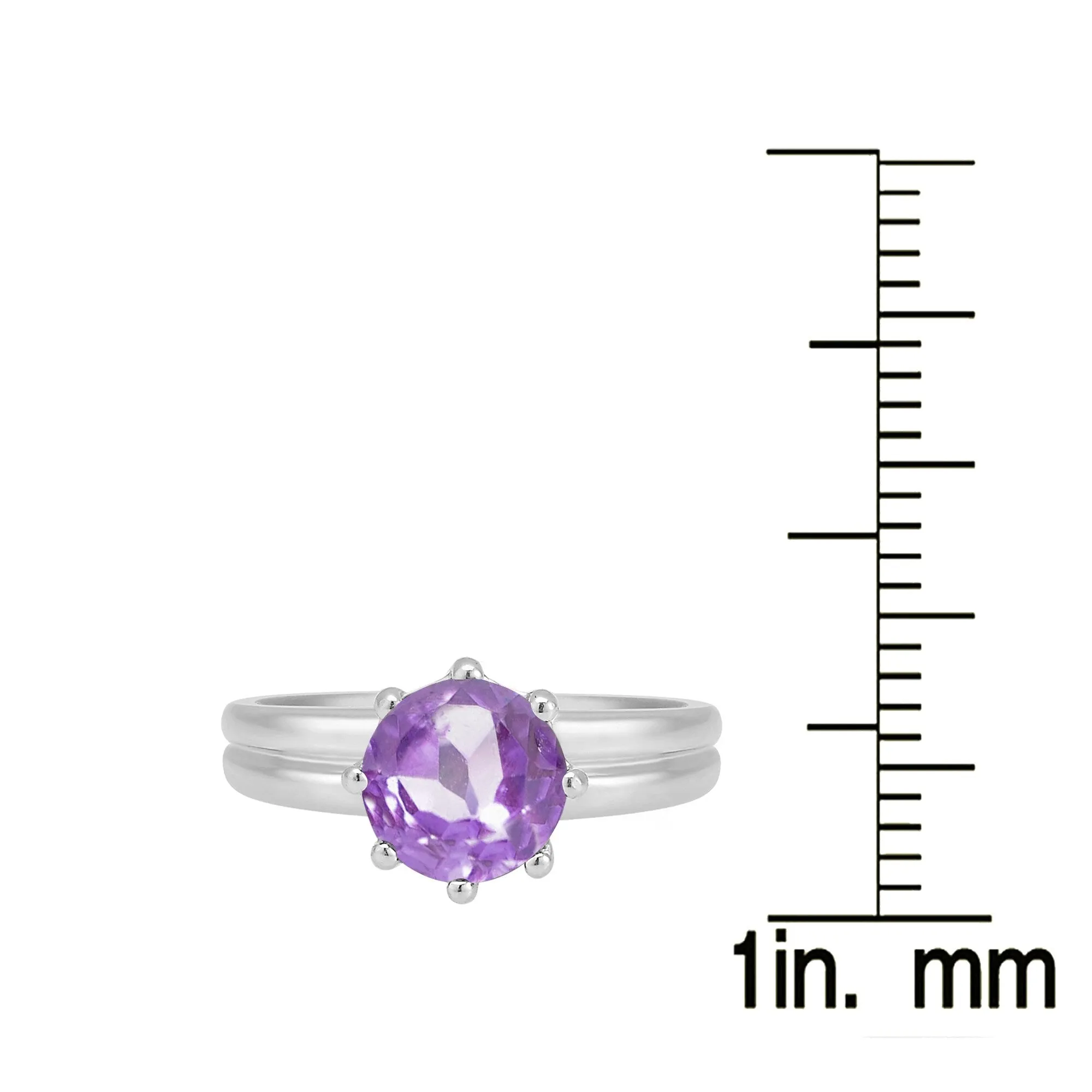 V3 Jewelry 925 Sterling Silver with Round Shape Natural Amethyst Solitaire Ring for Women sold by Zulily product image thumbnail 3