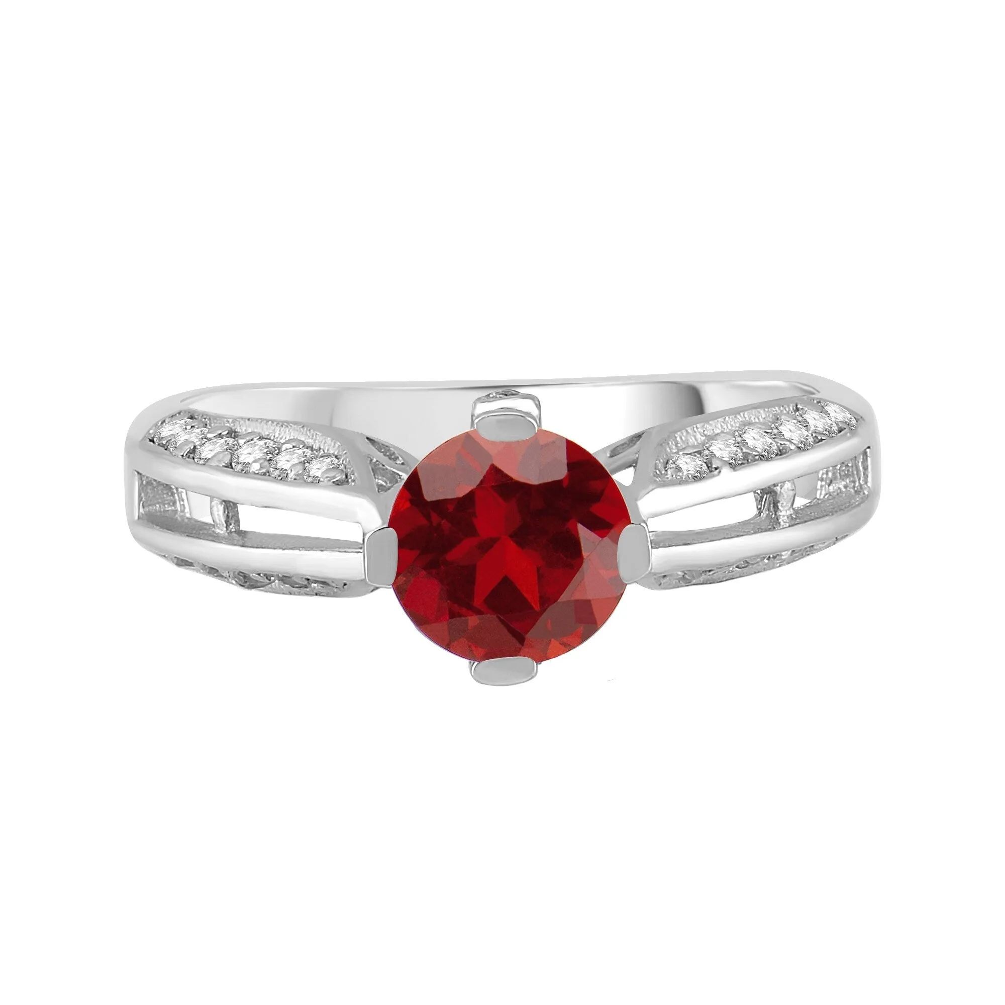 Sterling Silver with Natural Garnet and White Topaz Classic Ring sold by Zulily product image thumbnail 2