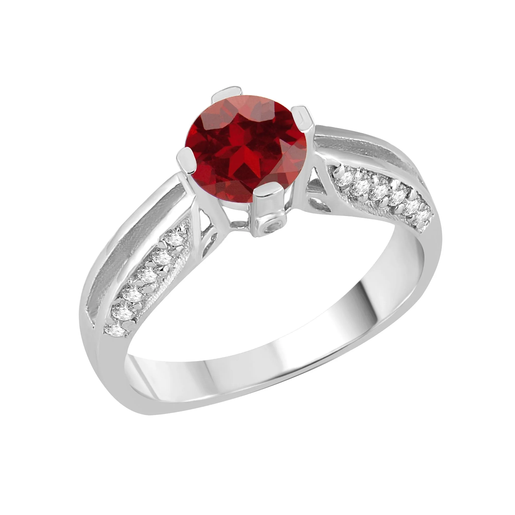 Sterling Silver with Natural Garnet and White Topaz Classic Ring sold by Zulily