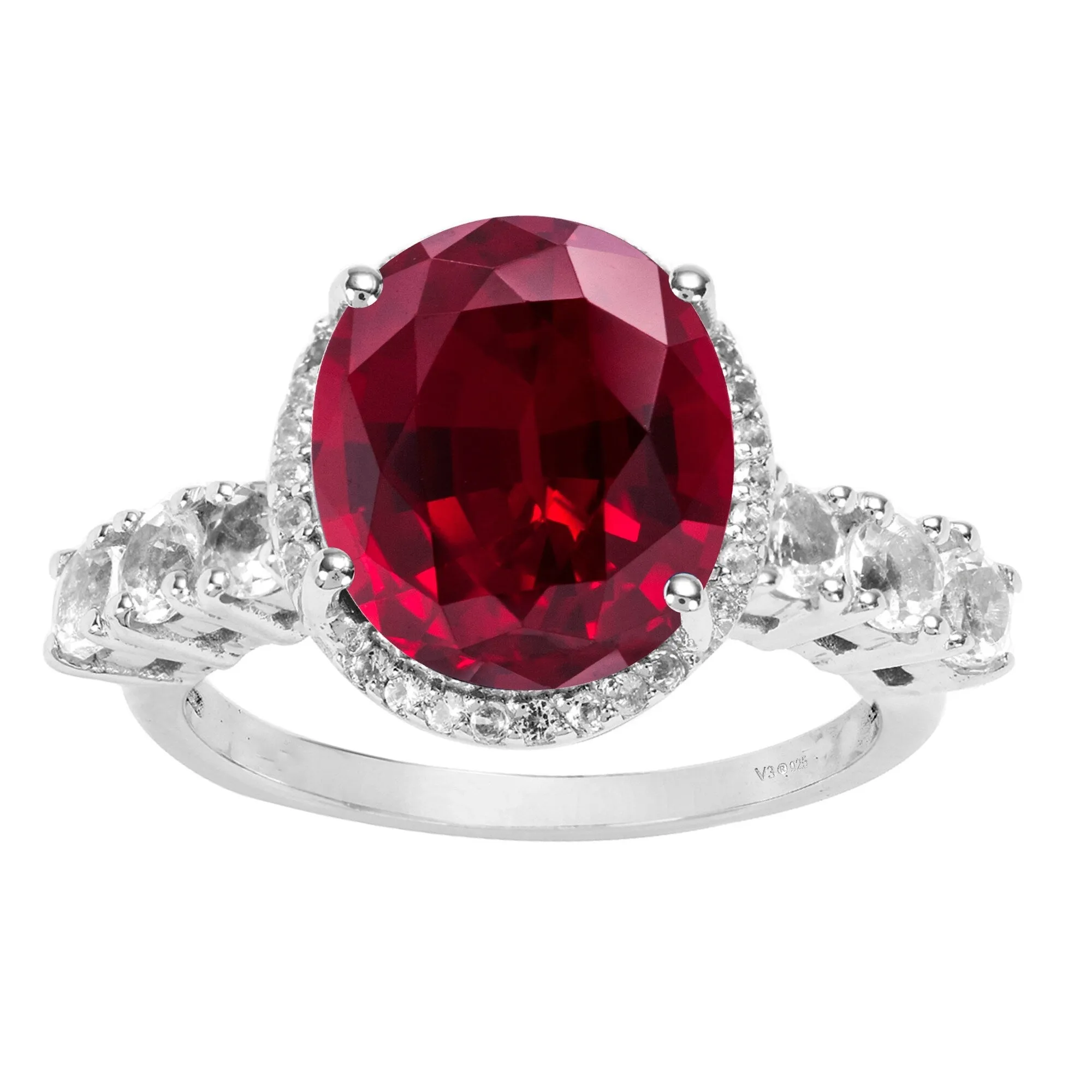 Sterling Silver 7.25CT Ruby and White Zircon Halo Ring sold by Zulily product image thumbnail 5