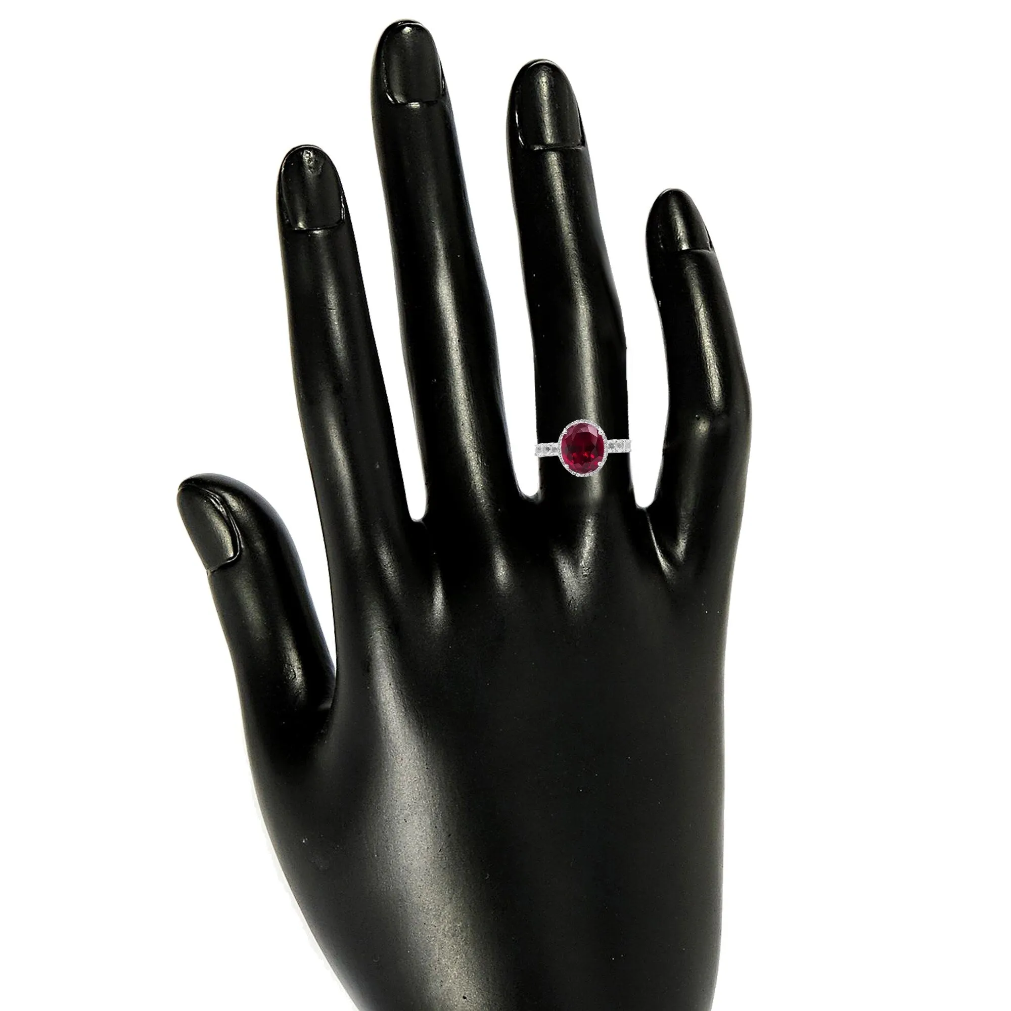 Sterling Silver 7.25CT Ruby and White Zircon Halo Ring sold by Zulily product image thumbnail 4