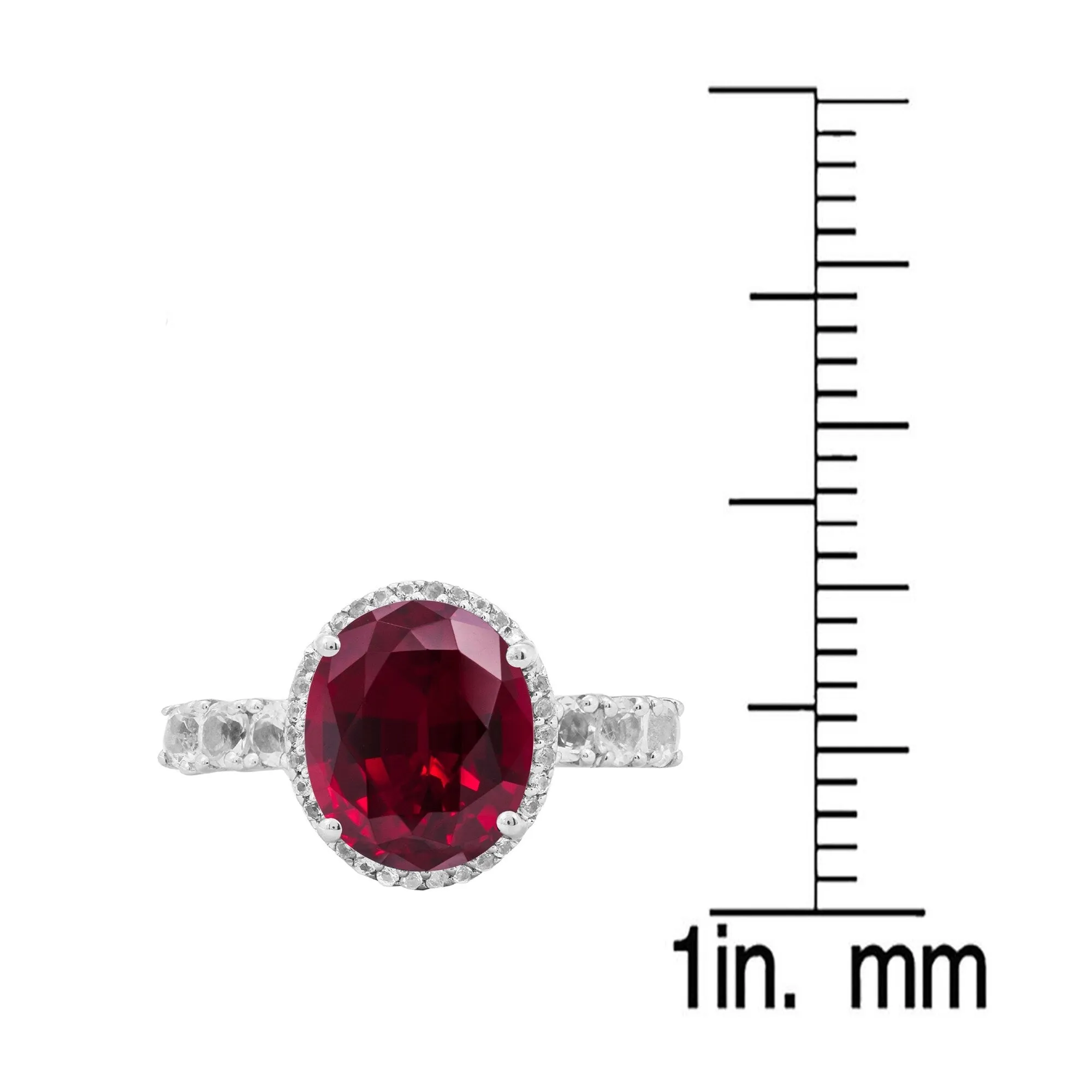 Sterling Silver 7.25CT Ruby and White Zircon Halo Ring sold by Zulily product image thumbnail 3