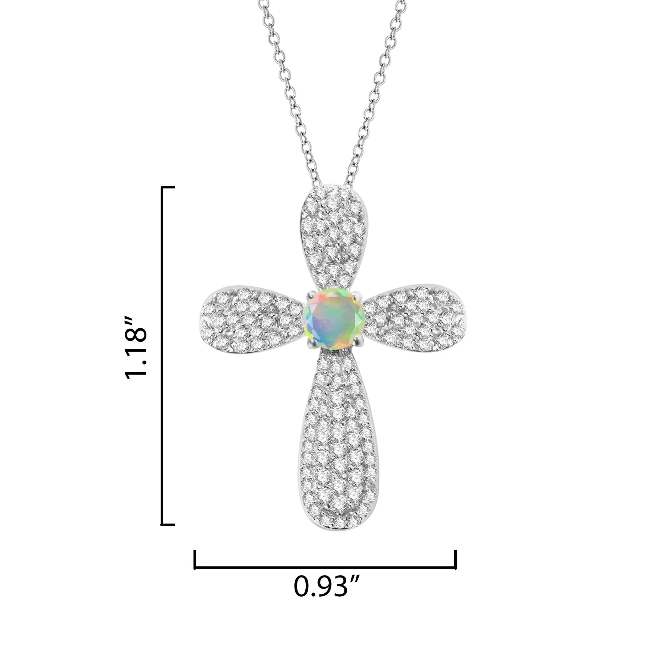 V3 Jewelry® 925 Sterling Silver with Natural Ethiopian Opal and White Zircon Cross Pendant sold by Zulily product image thumbnail 3