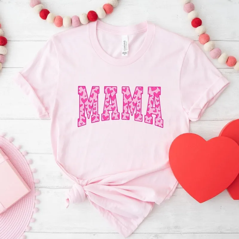 Mama Pink Hearts Short Sleeve Crewnneck Tee sold by Zulily