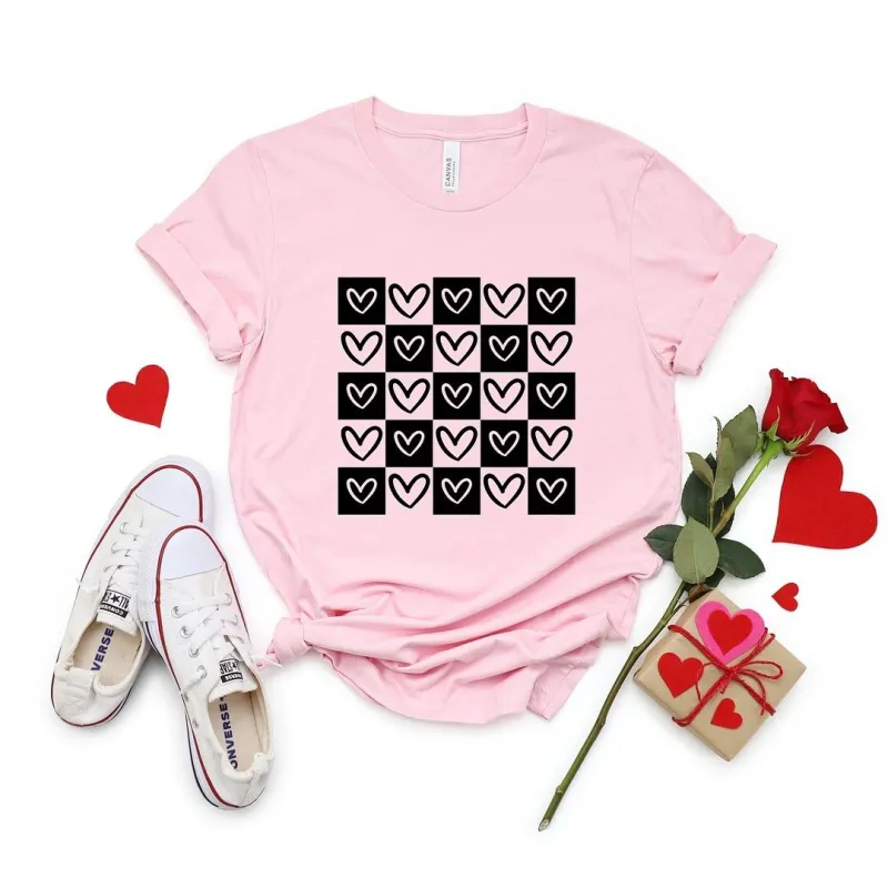 Heart Checkerboard Short Sleeve Crewnneck Tee sold by Zulily