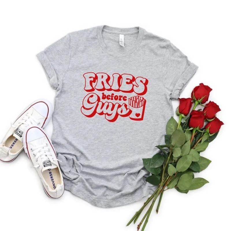 Fries Before Guys Bold Short Sleeve Crewnneck Tee sold by Zulily