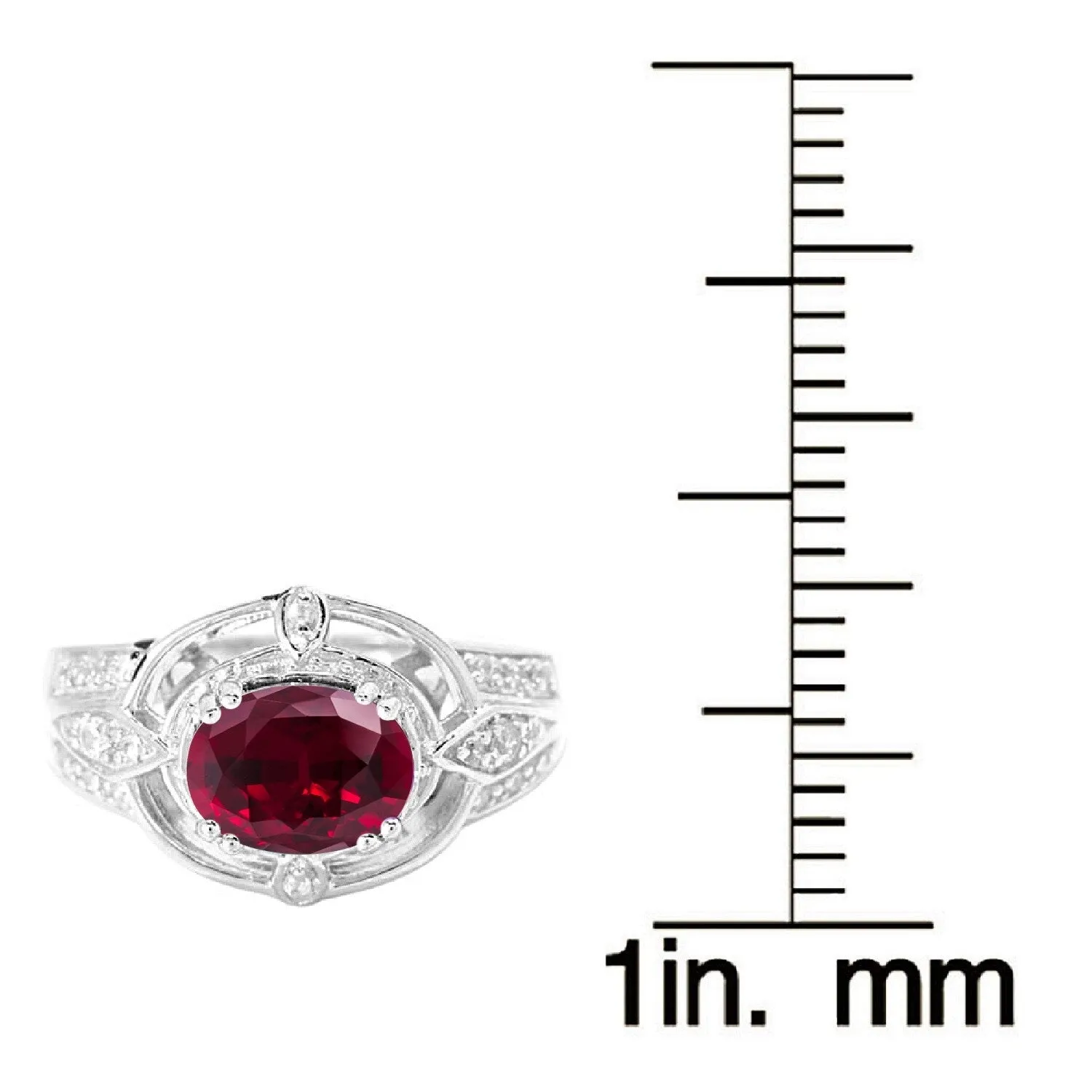 Sterling Silver Ruby and White Topaz Oval Halo Ring sold by Zulily product image thumbnail 4