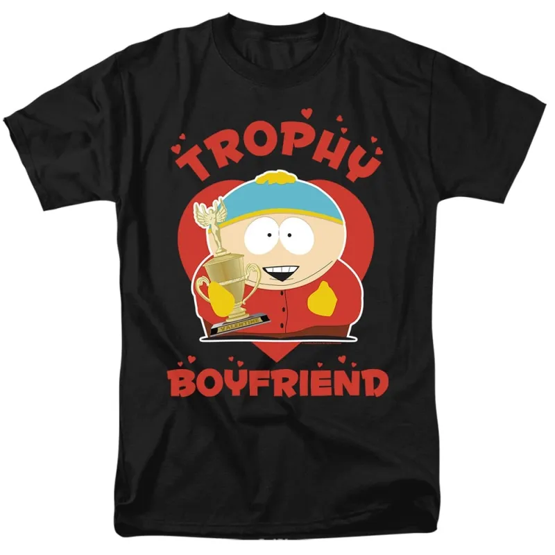 South Park Valentine's Day Cartman Trophy Boyfriend Short Sleeve Adult T Shirt, Black sold by Zulily