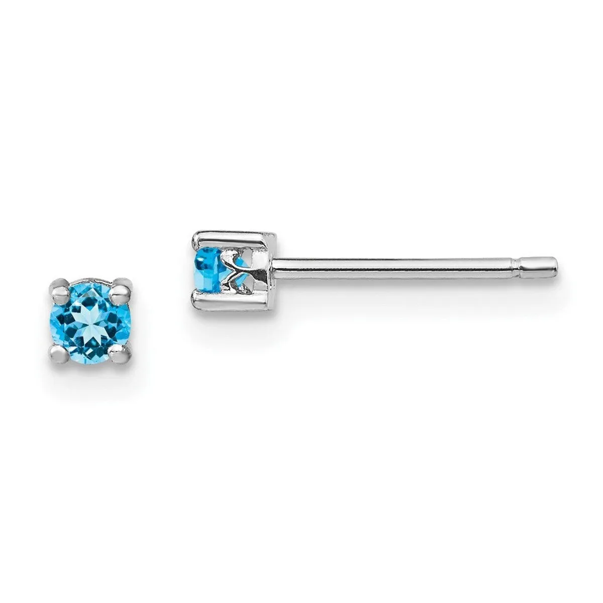 Curata 925 Sterling Silver 3mm Round Swiss Blue Topaz Post Earrings sold by Zulily