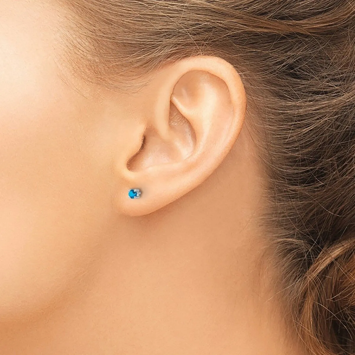 Curata 925 Sterling Silver 3mm Round Swiss Blue Topaz Post Earrings sold by Zulily product image thumbnail 2