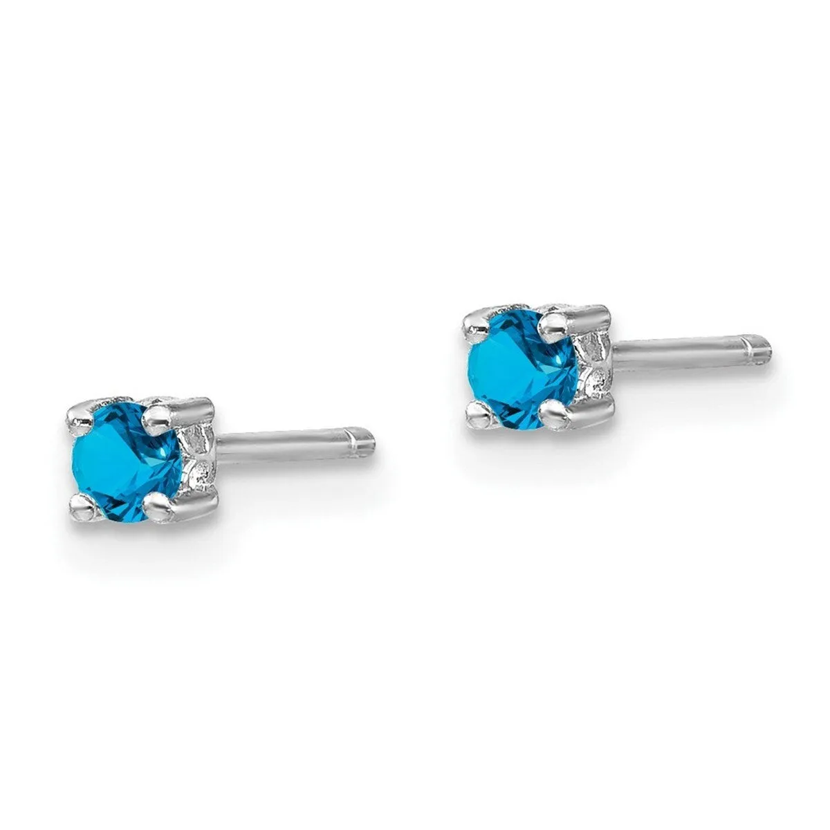 Curata 925 Sterling Silver 3mm Round Swiss Blue Topaz Post Earrings sold by Zulily product image thumbnail 3