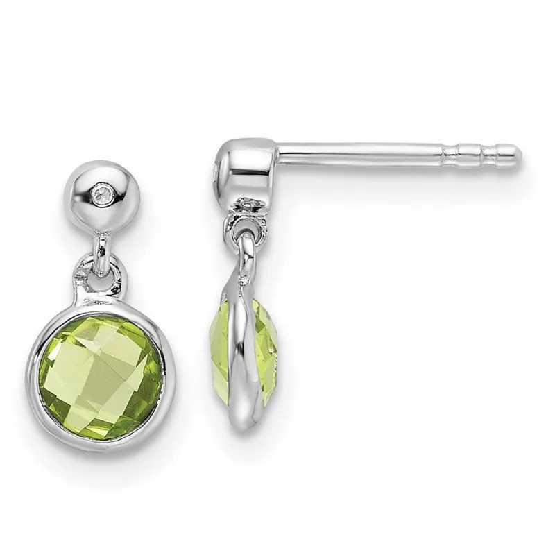 Curata 925 Sterling Silver Rhodium Plated Genuine Diamond and Peridot Post Earrings - 11x6mm sold by Zulily