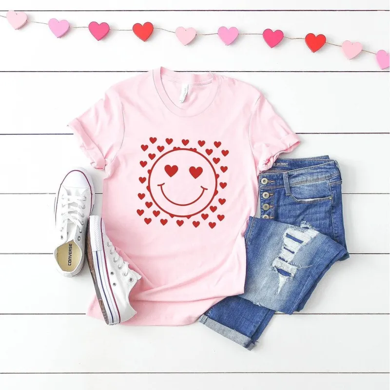 Smiley Face Hearts Short Sleeve Crewnneck Tee sold by Zulily