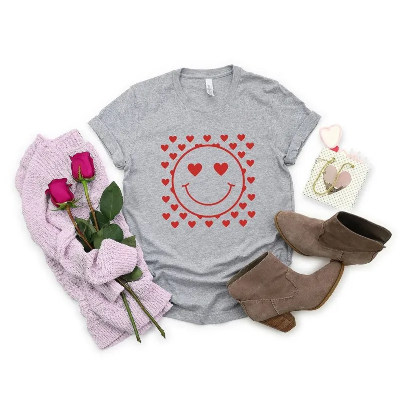Smiley Face Hearts Short Sleeve Crewnneck Tee sold by Zulily