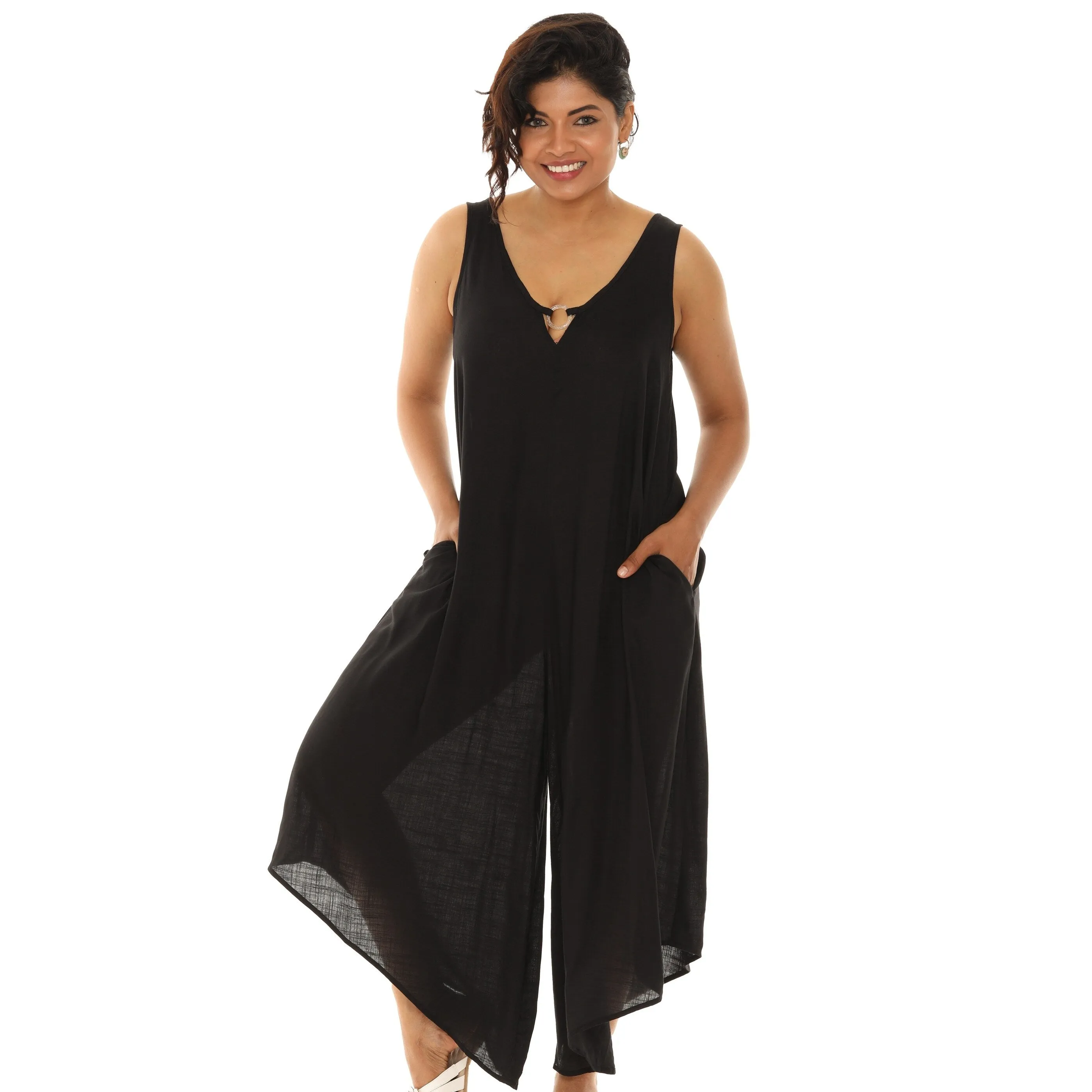 Sleeveless Circle-Accent Capri-Cut Jumpsuit sold by Zulily