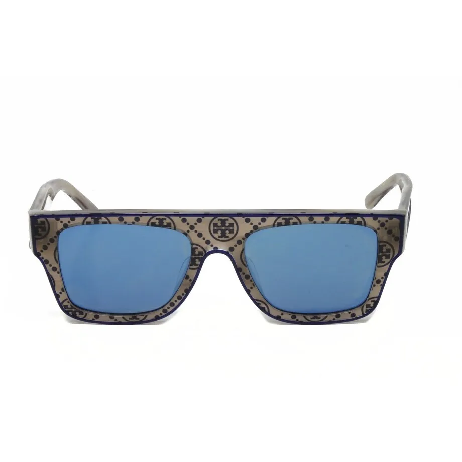 Grey Horn with Navy Pipping Plastic Frame Square Navy Mirror Lens sold by Zulily product image thumbnail 2