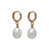 Goldtone Shell Pearl Huggie Hoop Drop Earrings - Goldtone Shell Pearl sold by Zulily