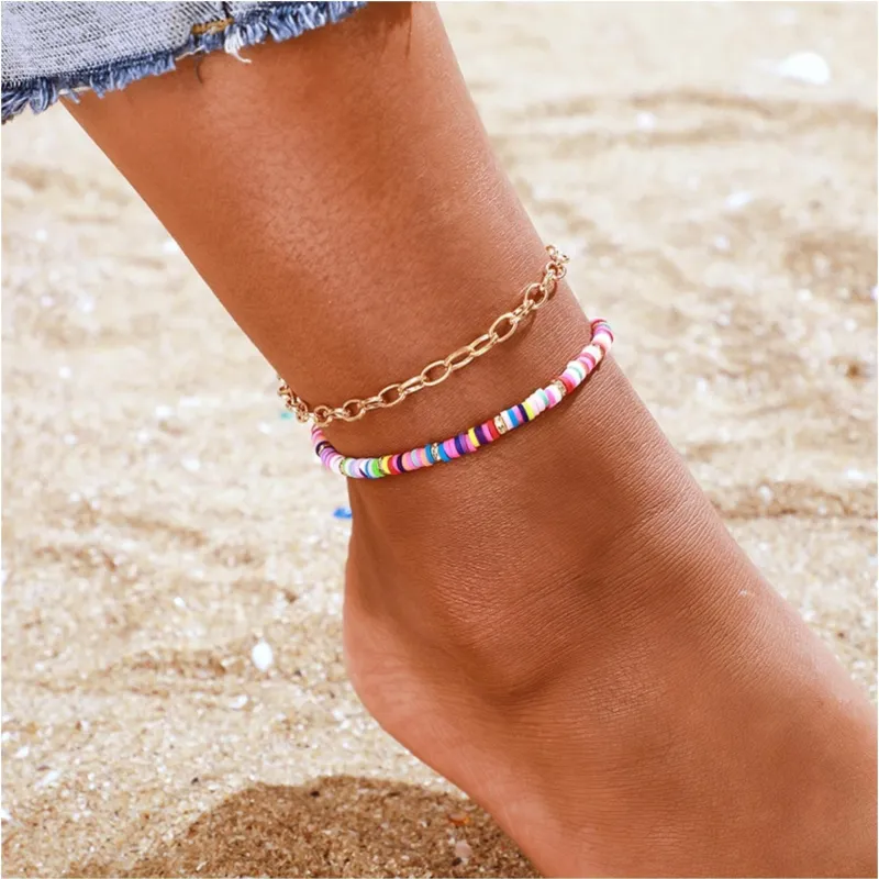 Goldtone Multi Colored Beaded Anklet Set sold by Zulily
