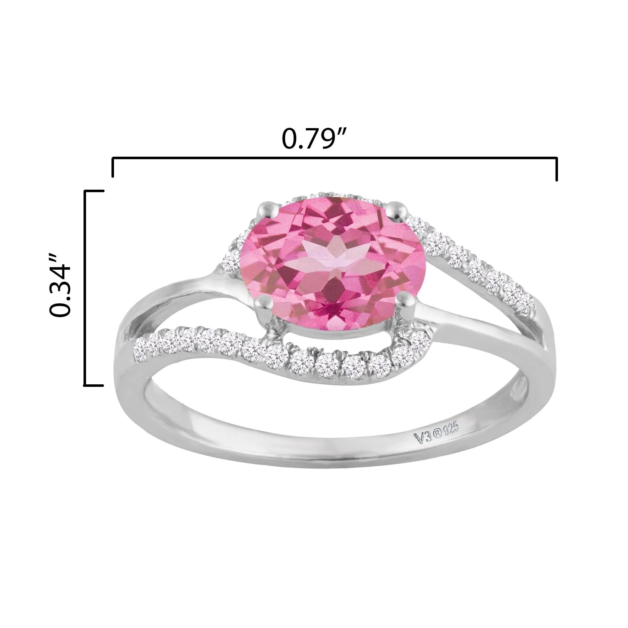 Sterling Silver with Pink Topaz and White Zircon Engagement Ring sold by Zulily product image thumbnail 3