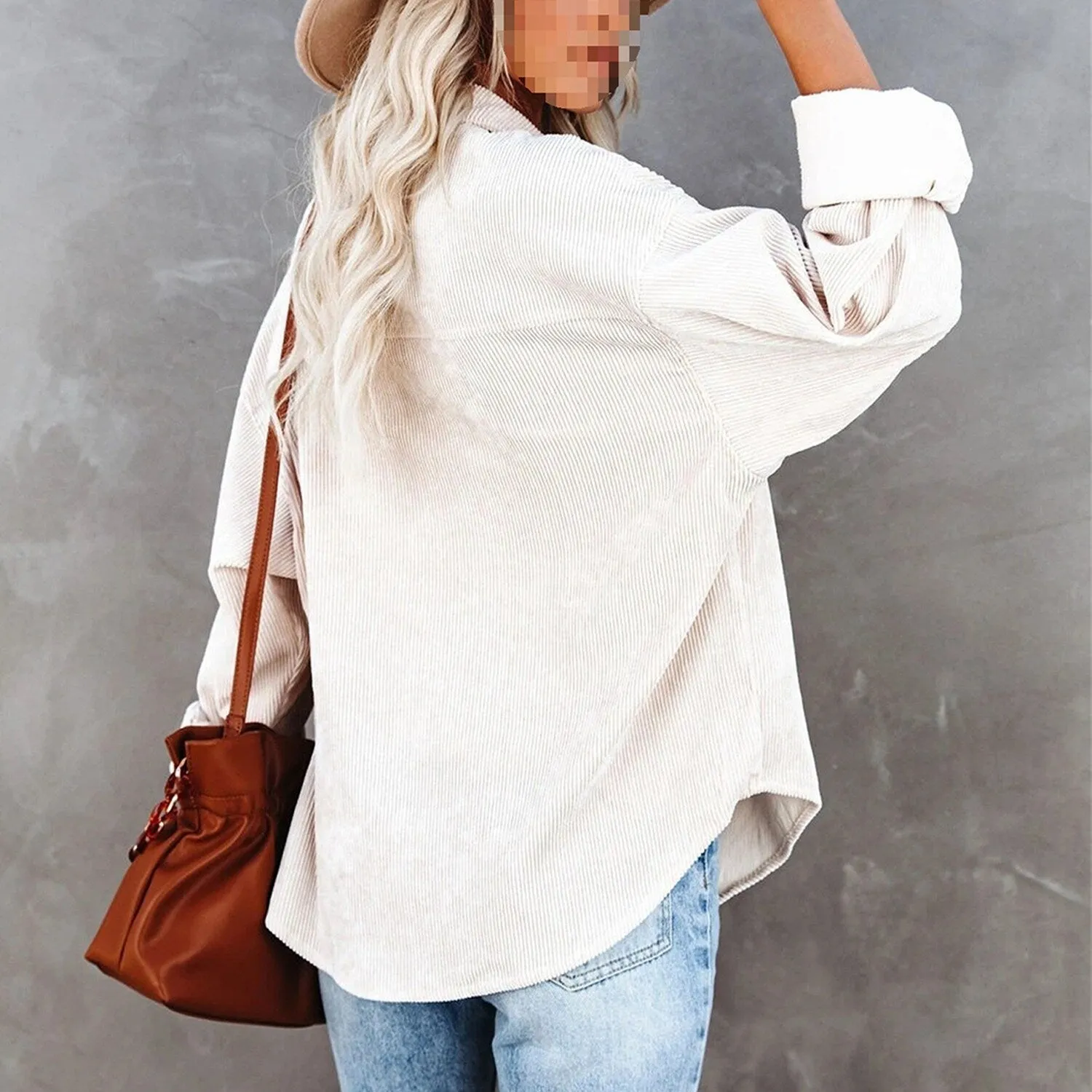 White Pocket Corduroy Shirt sold by Zulily product image thumbnail 2