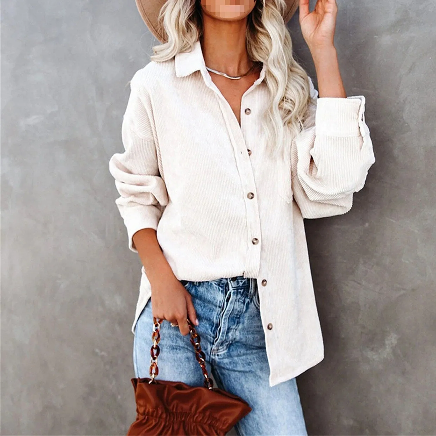 White Pocket Corduroy Shirt sold by Zulily