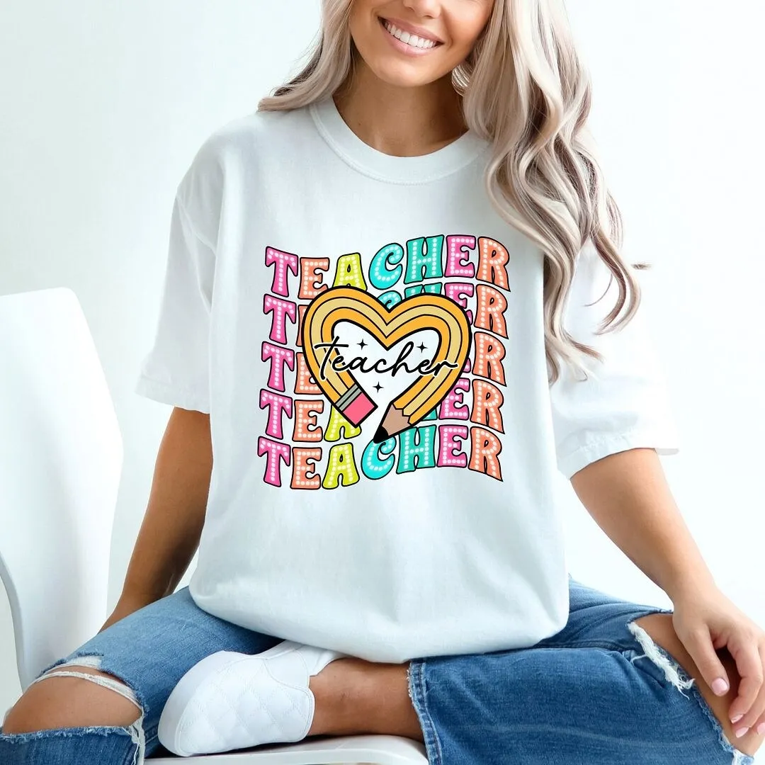 Teacher Pencil Heart Garment Dyed Tee sold by Zulily product image thumbnail 2