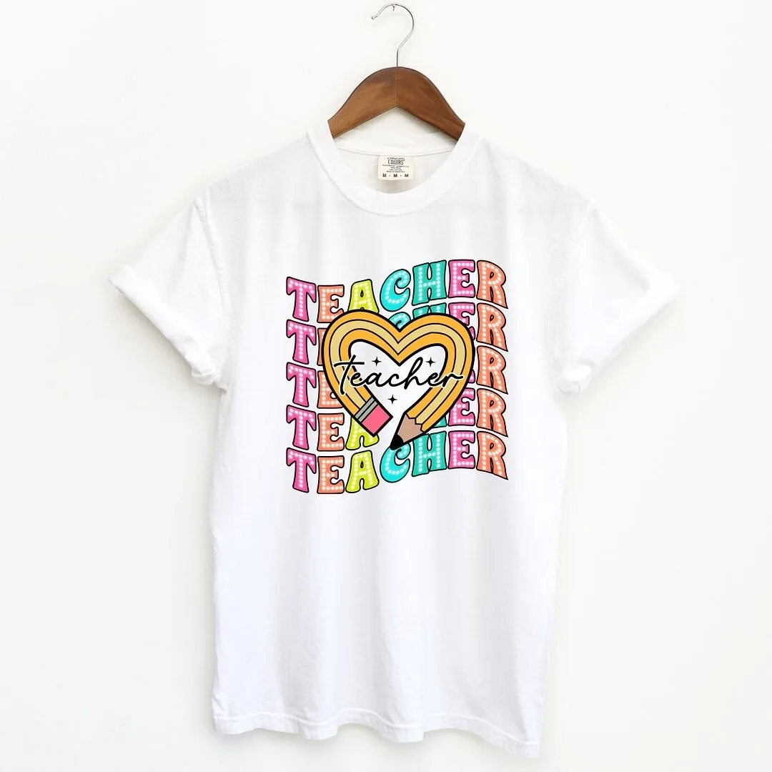 Teacher Pencil Heart Garment Dyed Tee sold by Zulily