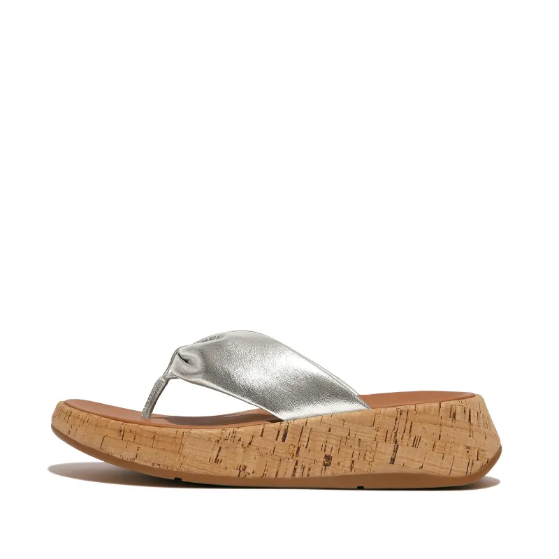 F-MODE Leather-Twist Flatform Toe-Thongs (Cork) made by Fitflop