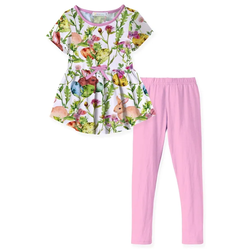 White & Pink Floral Bunny Bow-Accent Tunic & Leggings sold by Zulily