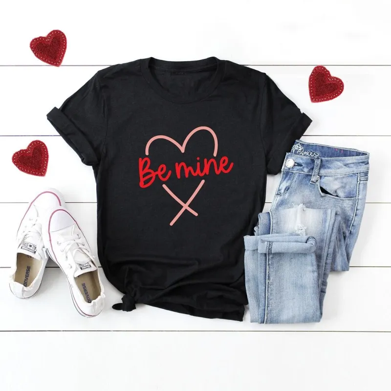 Be Mine Heart Colorful Short Sleeve Crewnneck Tee sold by Zulily