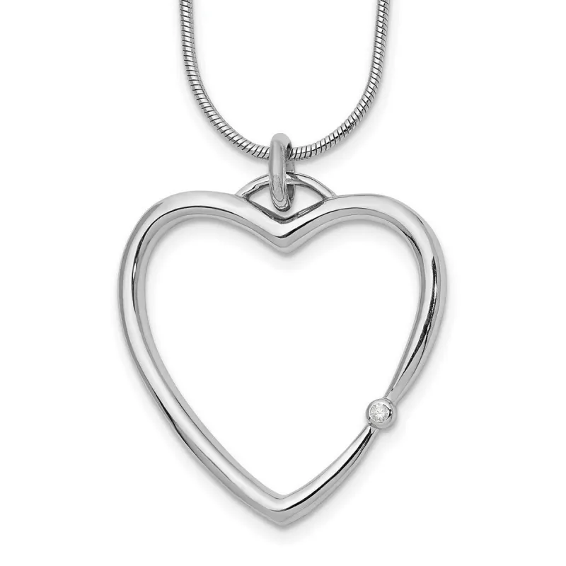 Curata 925 Sterling Silver Bezel Polished Lobster Claw Closure .01ct. Diamond Heart Necklace - 18" 26mm sold by Zulily