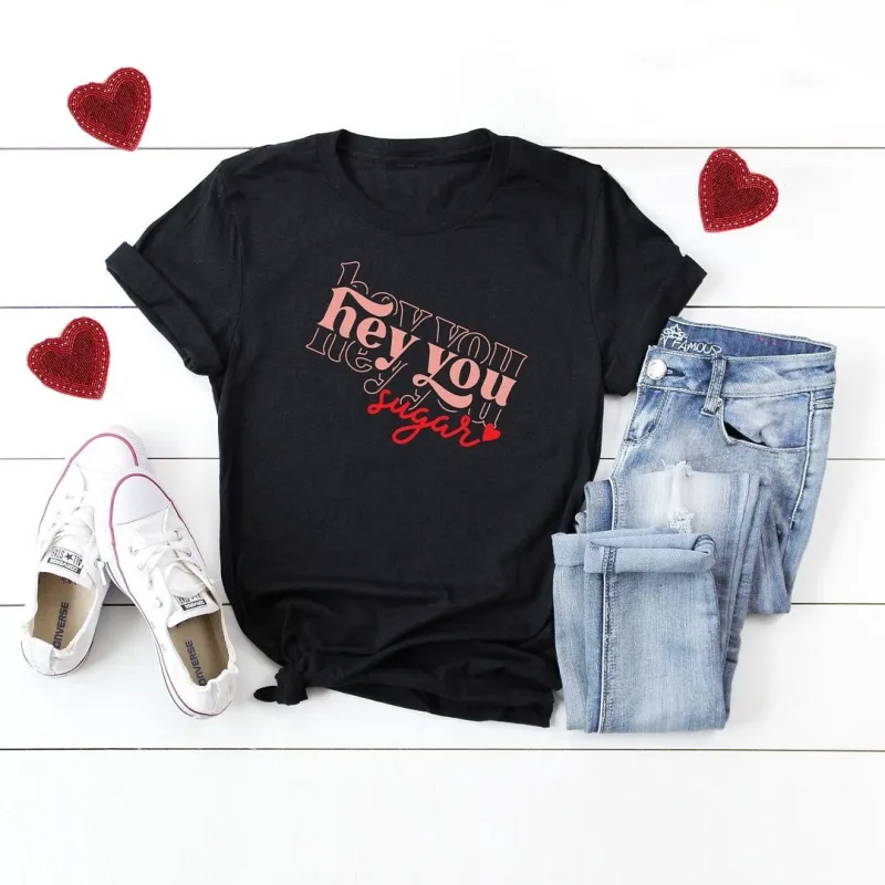Hey You Sugar Stacked Short Sleeve Crewnneck Tee sold by Zulily