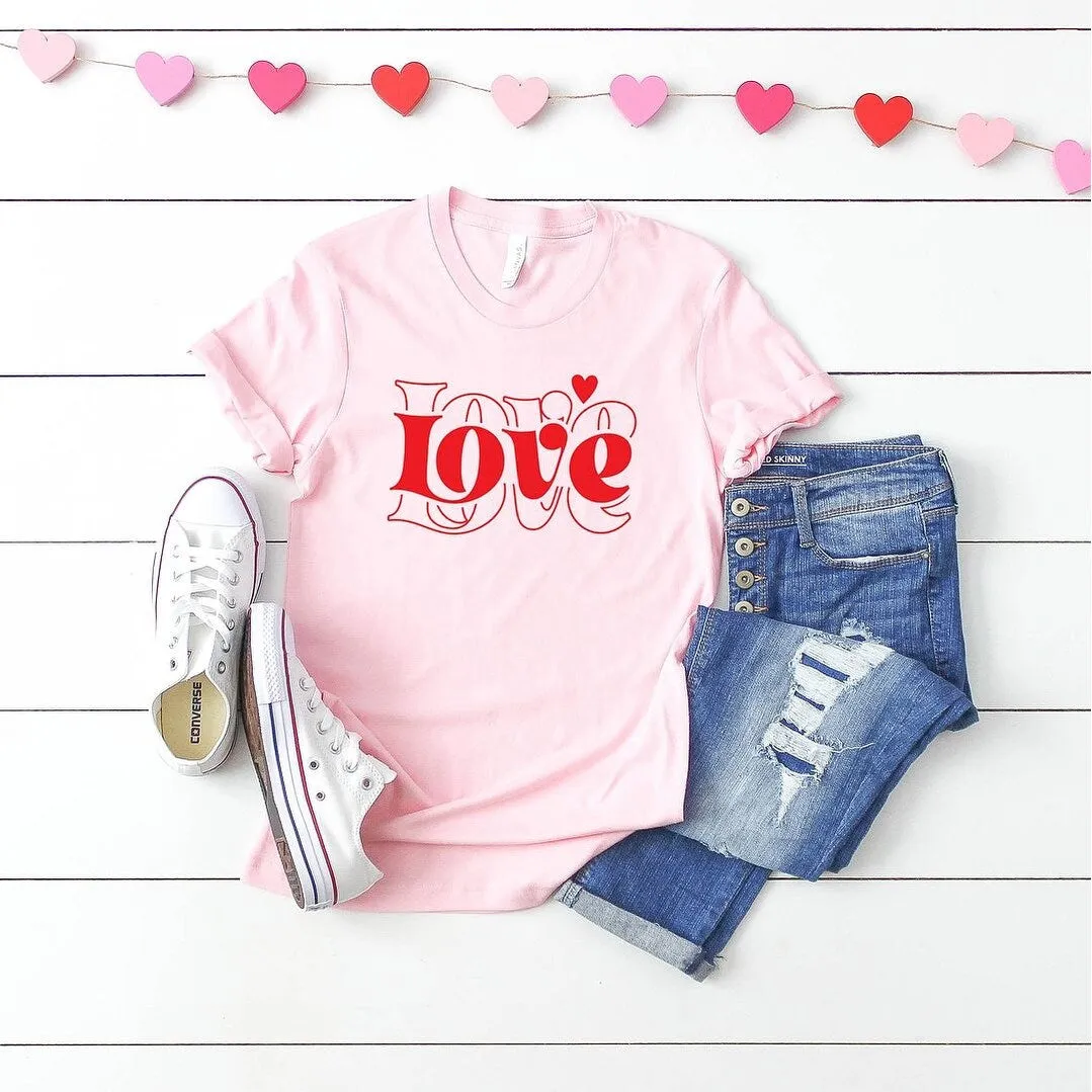 Love Heart Stacked Short Sleeve Crewnneck Tee sold by Zulily