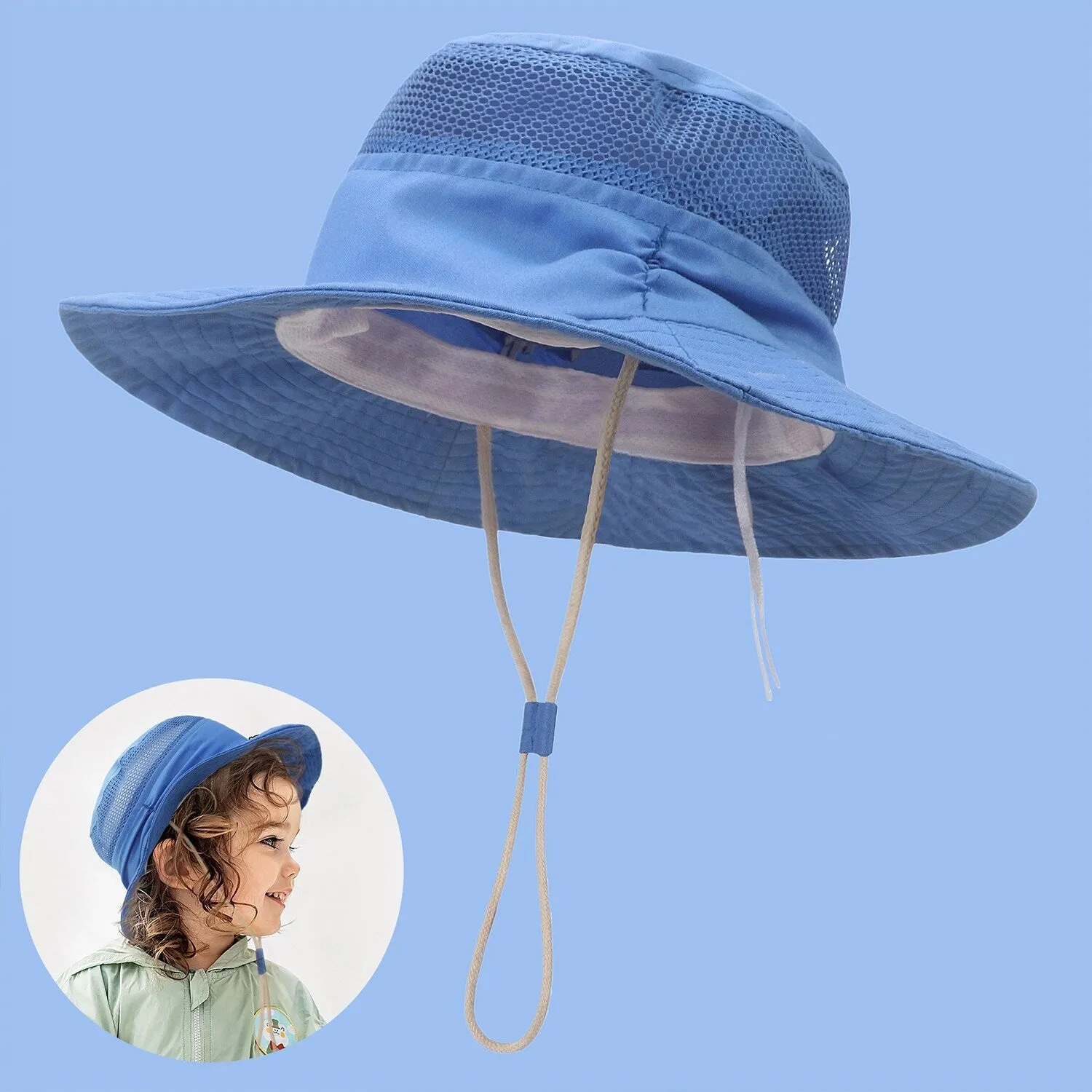 Blue Mesh Paneled Bucket Hat sold by Zulily