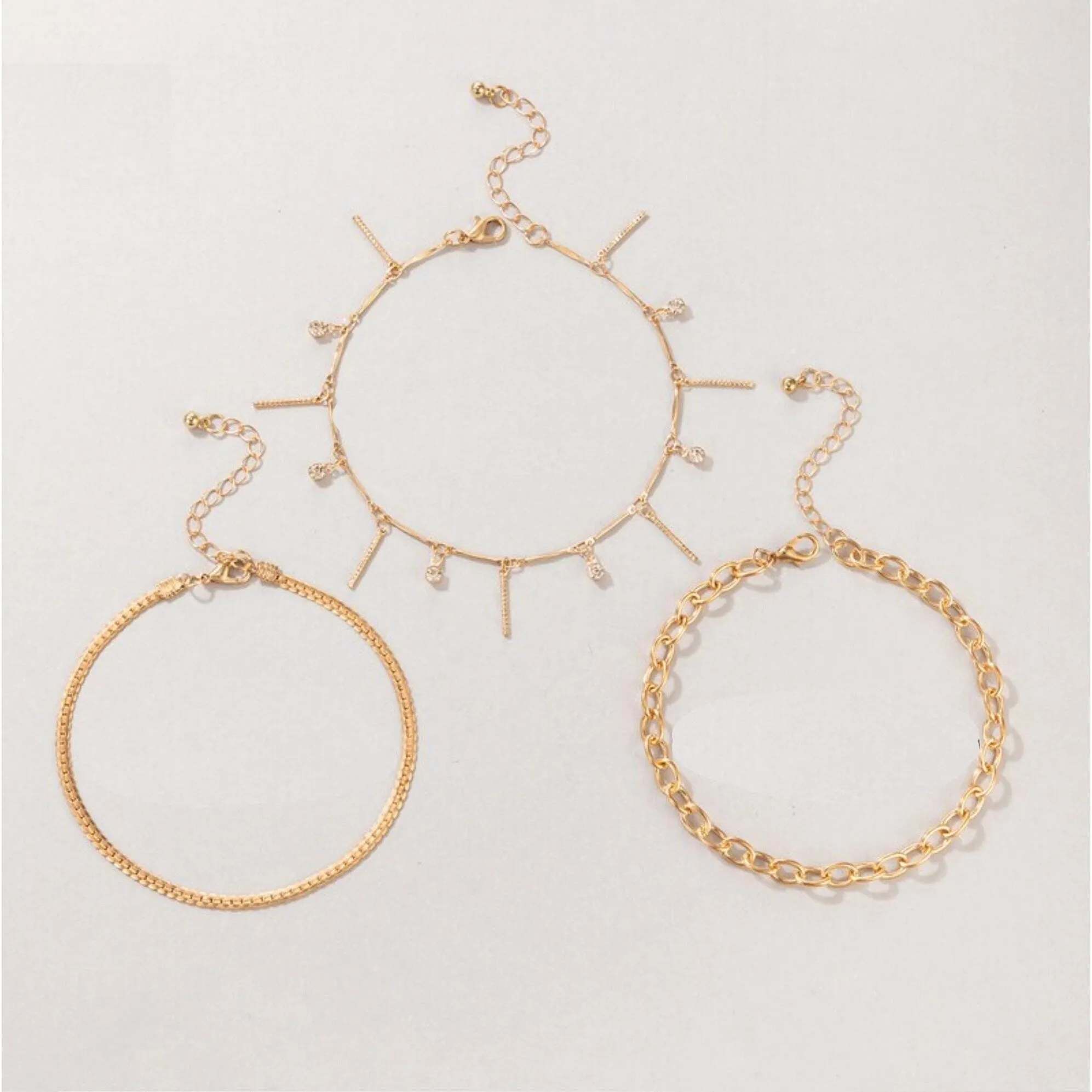 Goldtone Clear Crystal Anklet Set sold by Zulily product image thumbnail 2