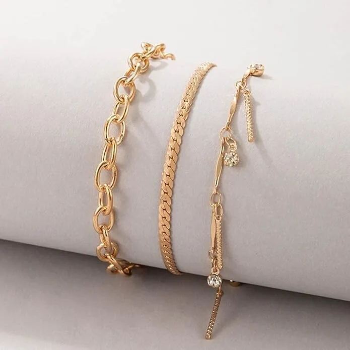 Goldtone Clear Crystal Anklet Set sold by Zulily product image thumbnail 3