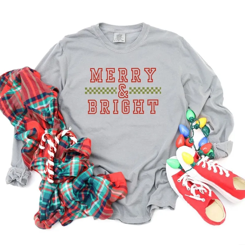 Merry And Bright Checkered Garment Dyed Long Sleeve sold by Zulily