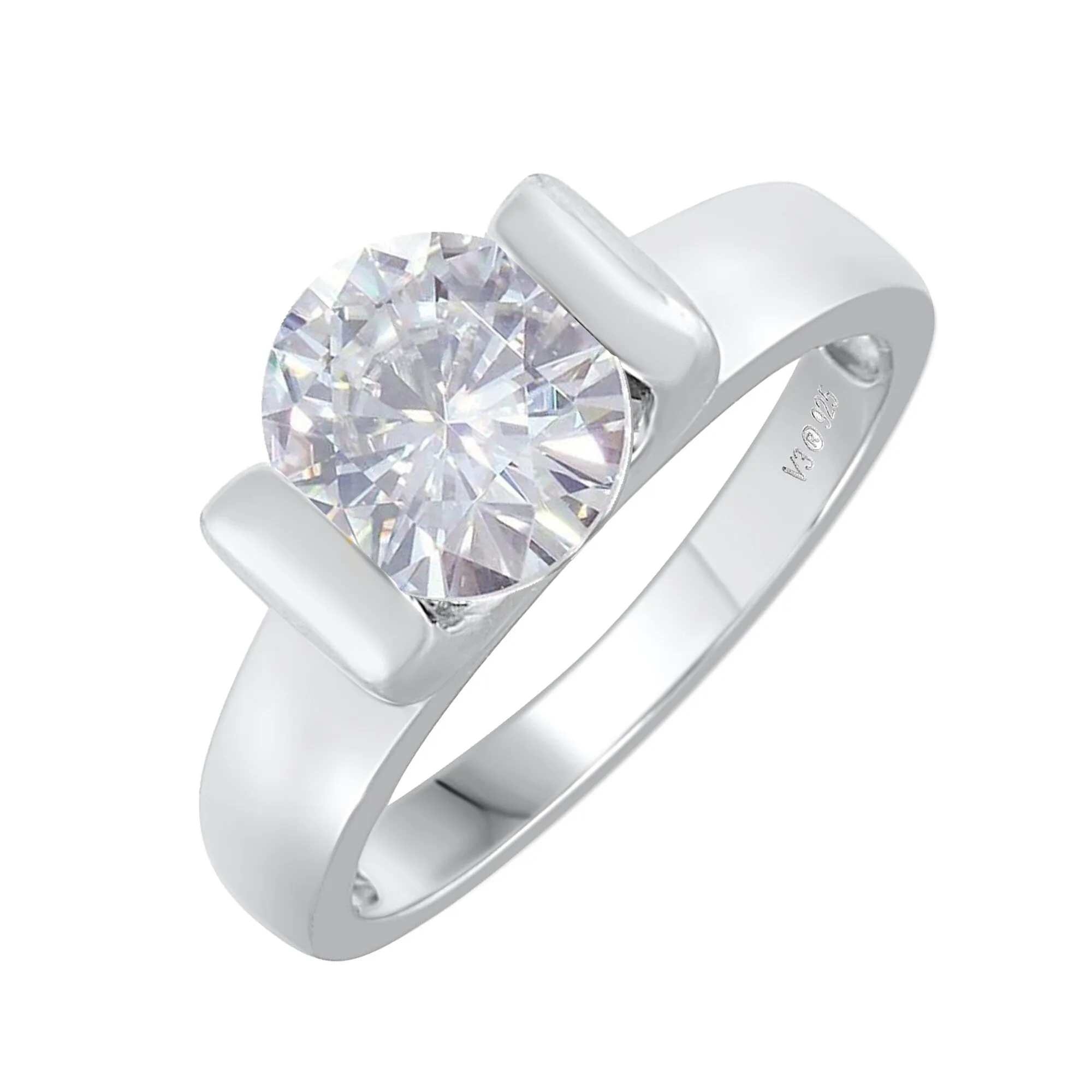 V3 Jewelry Sterling Silver Round Shape Moissanite Solitaire Ring sold by Zulily product image thumbnail 2