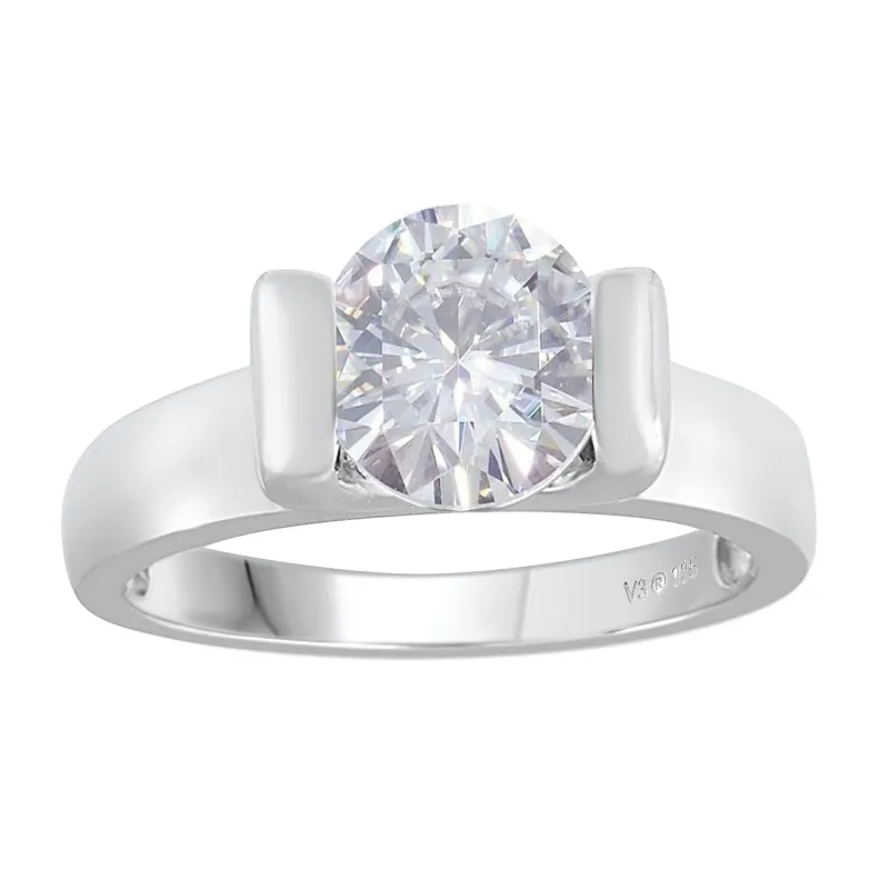 V3 Jewelry Sterling Silver Round Shape Moissanite Solitaire Ring sold by Zulily