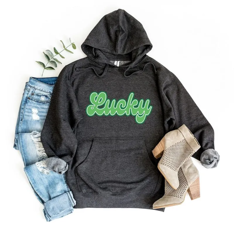 Green Lucky Cursive Graphic Hoodie sold by Zulily