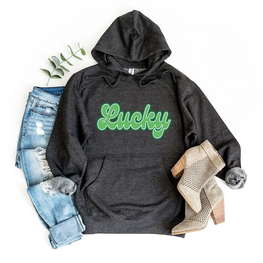 Green Lucky Cursive Graphic Hoodie sold by Zulily
