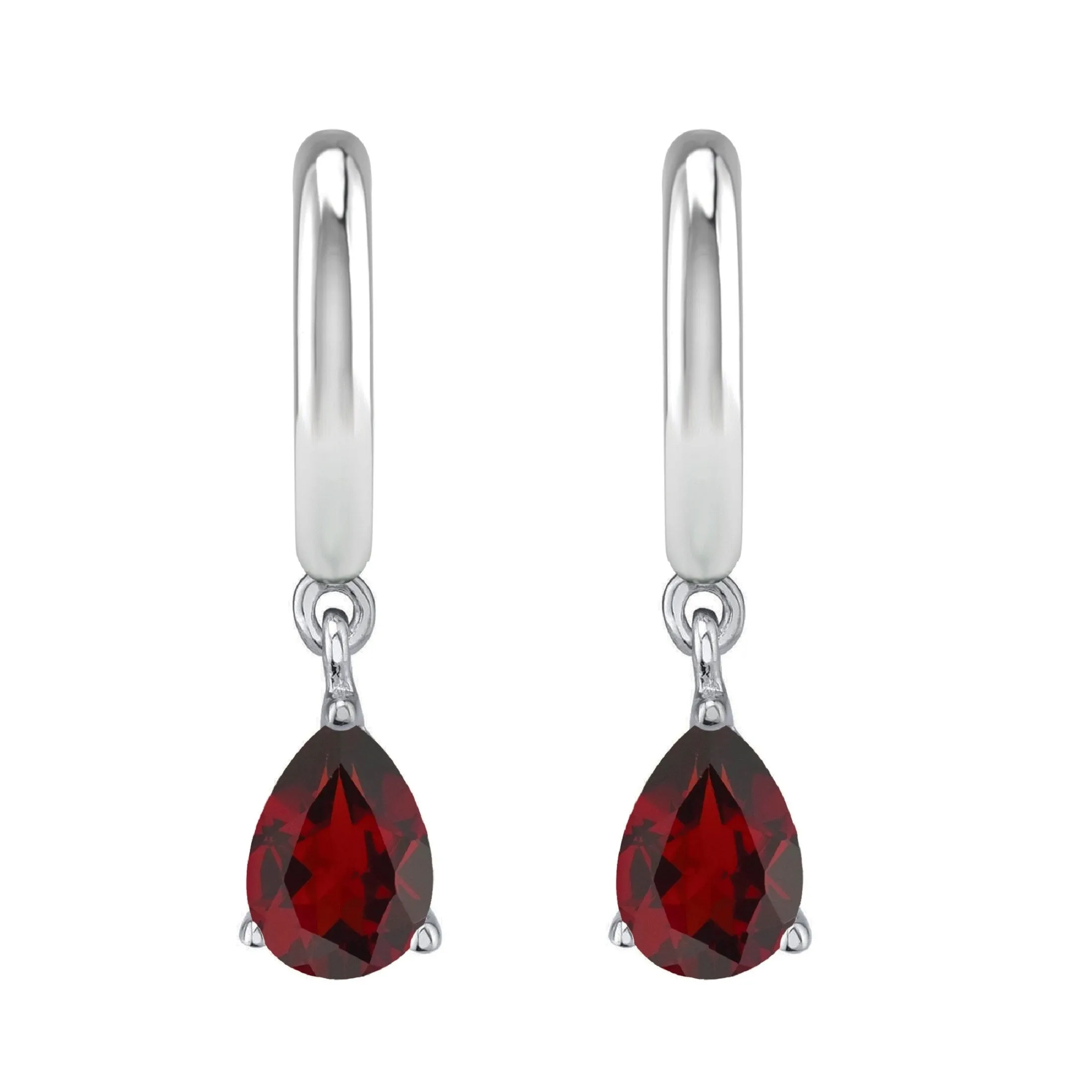 Sterling Silver with Natural Garnet Dangle Earrings sold by Zulily