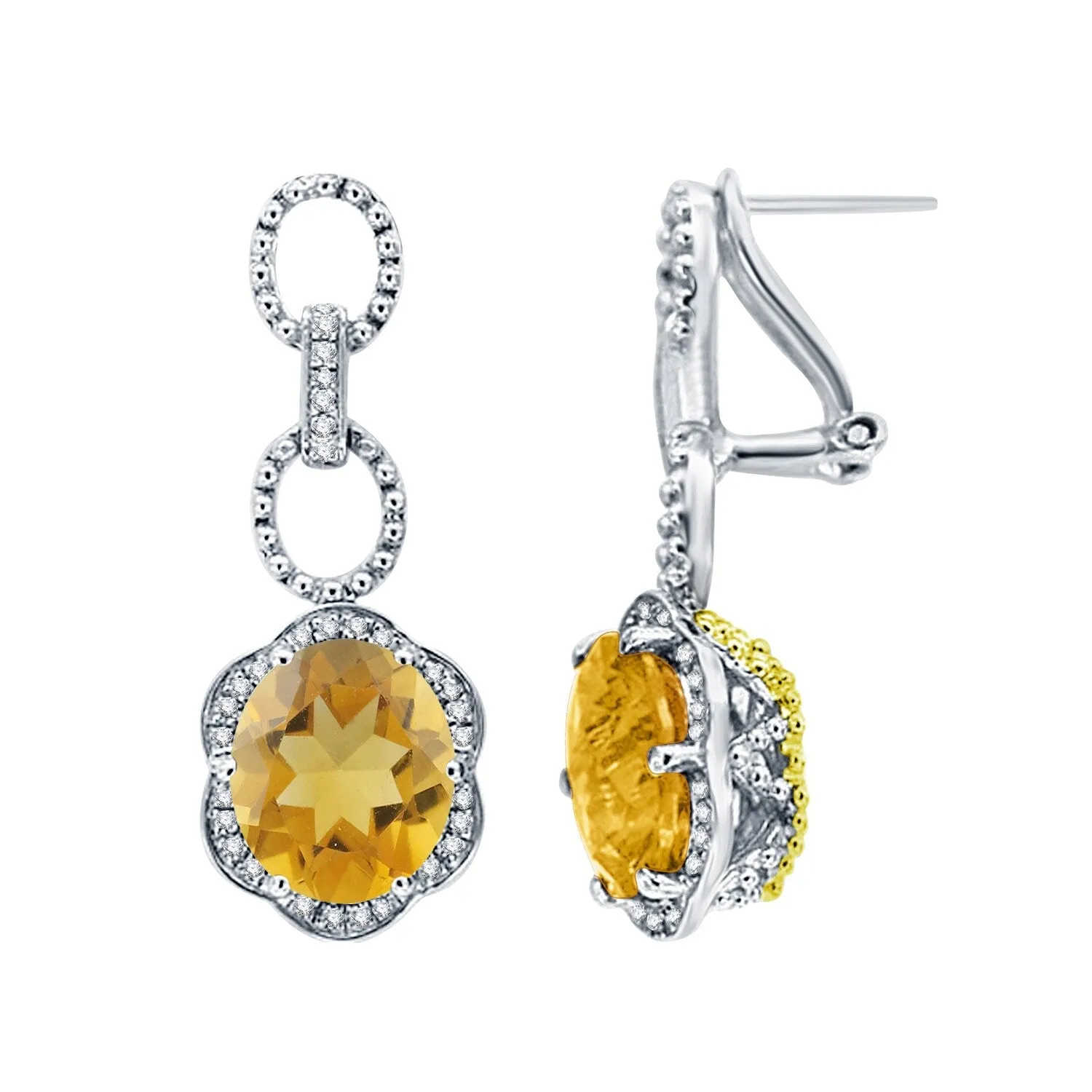 Two Tone with Natural Citrine and White Topaz Dangle Earring sold by Zulily product image thumbnail 2